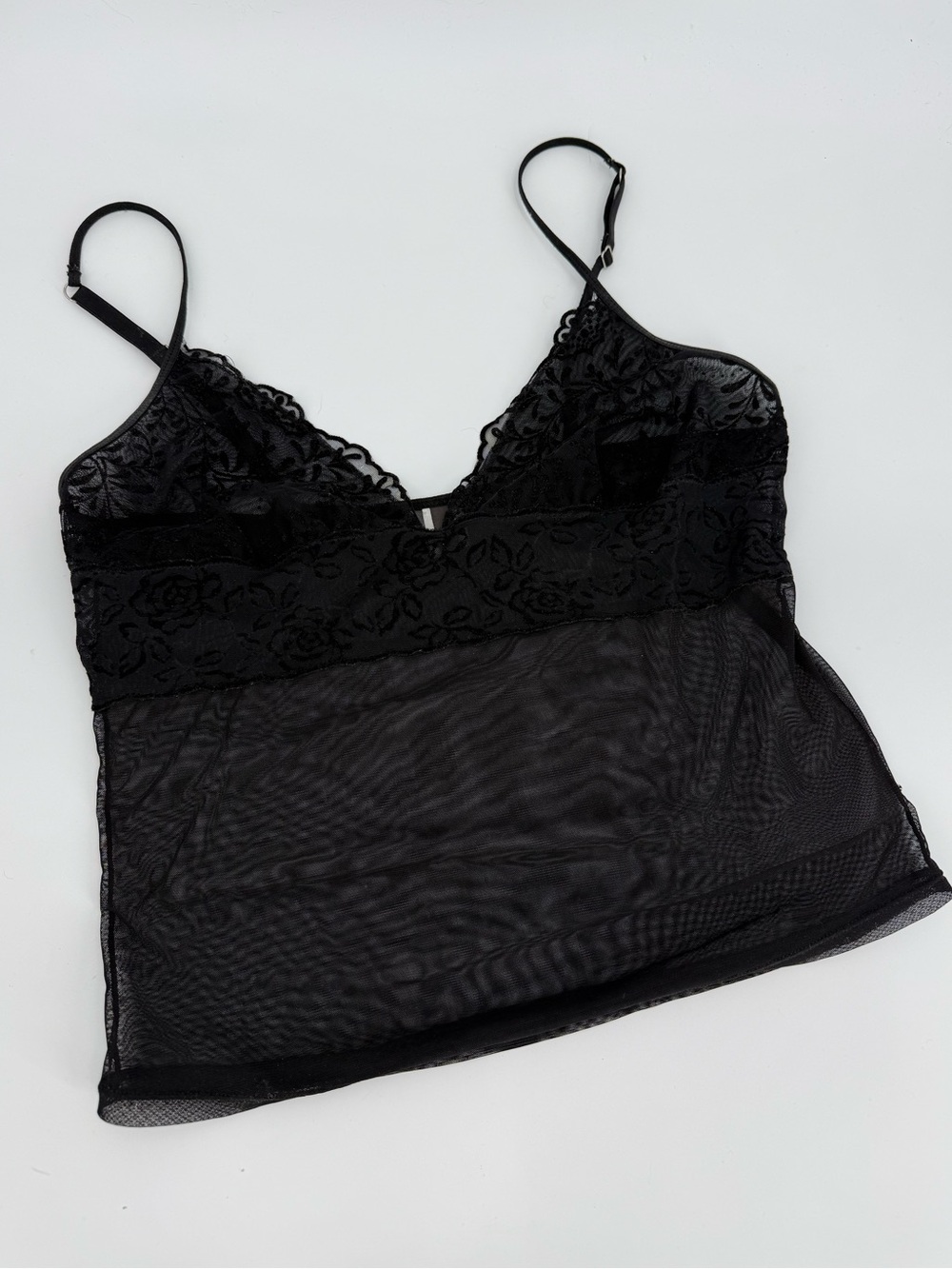 Y2K Rampage Intimates Mesh Lace Cami Top | Black | Medium